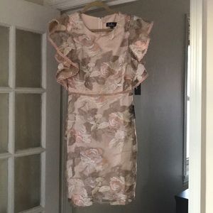 Pink lulus dress with lace appliqué